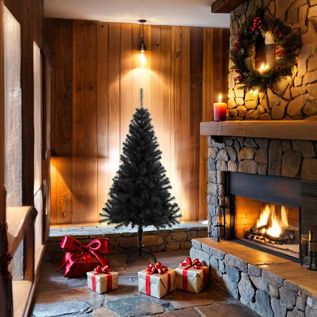 HKH Árvore de Natal Artificial com Suporte Preto em PVC