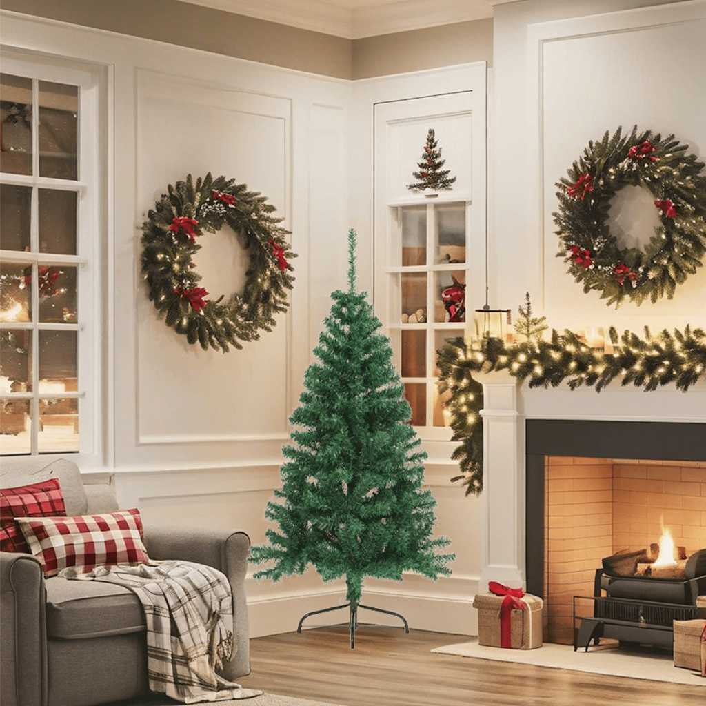 HKH Meia Árvore de Natal Artificial com Suporte Verde em PVC