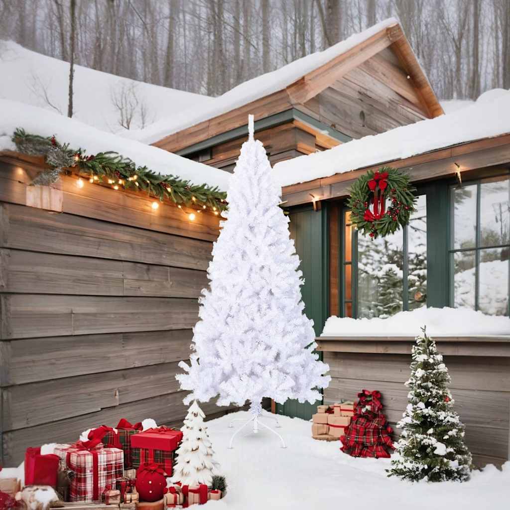 HKH Árvore de Natal Artificial com Ramos Grossos Branco em PVC