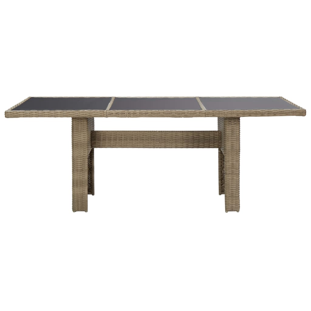 HKH Mesa de Jantar Jardim 200x100x74 Cm Vidro e Vime Pe Castanho - Marrom