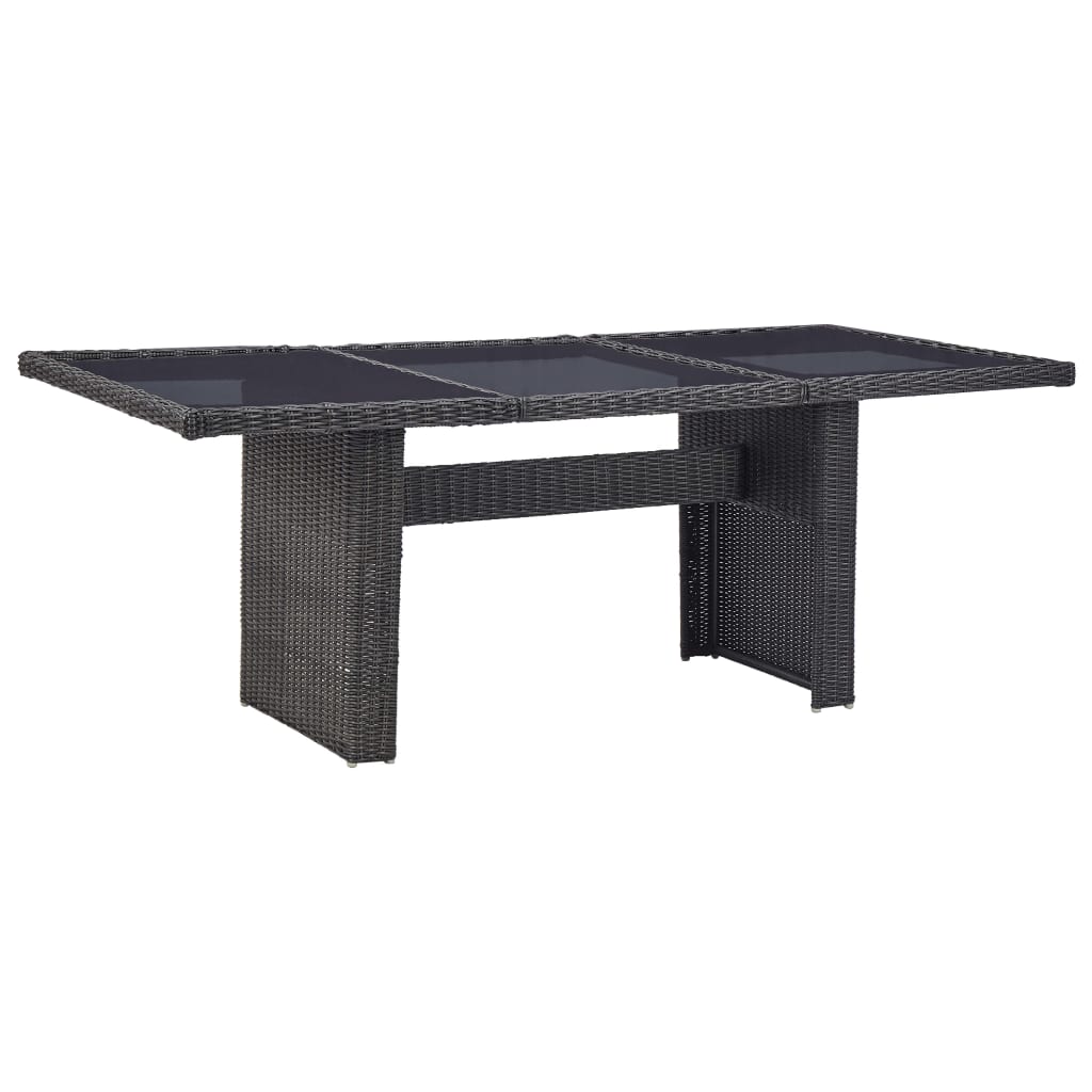 HKH Mesa de Jantar Jardim 200x100x74 Cm Vidro e Vime Pe - Preto