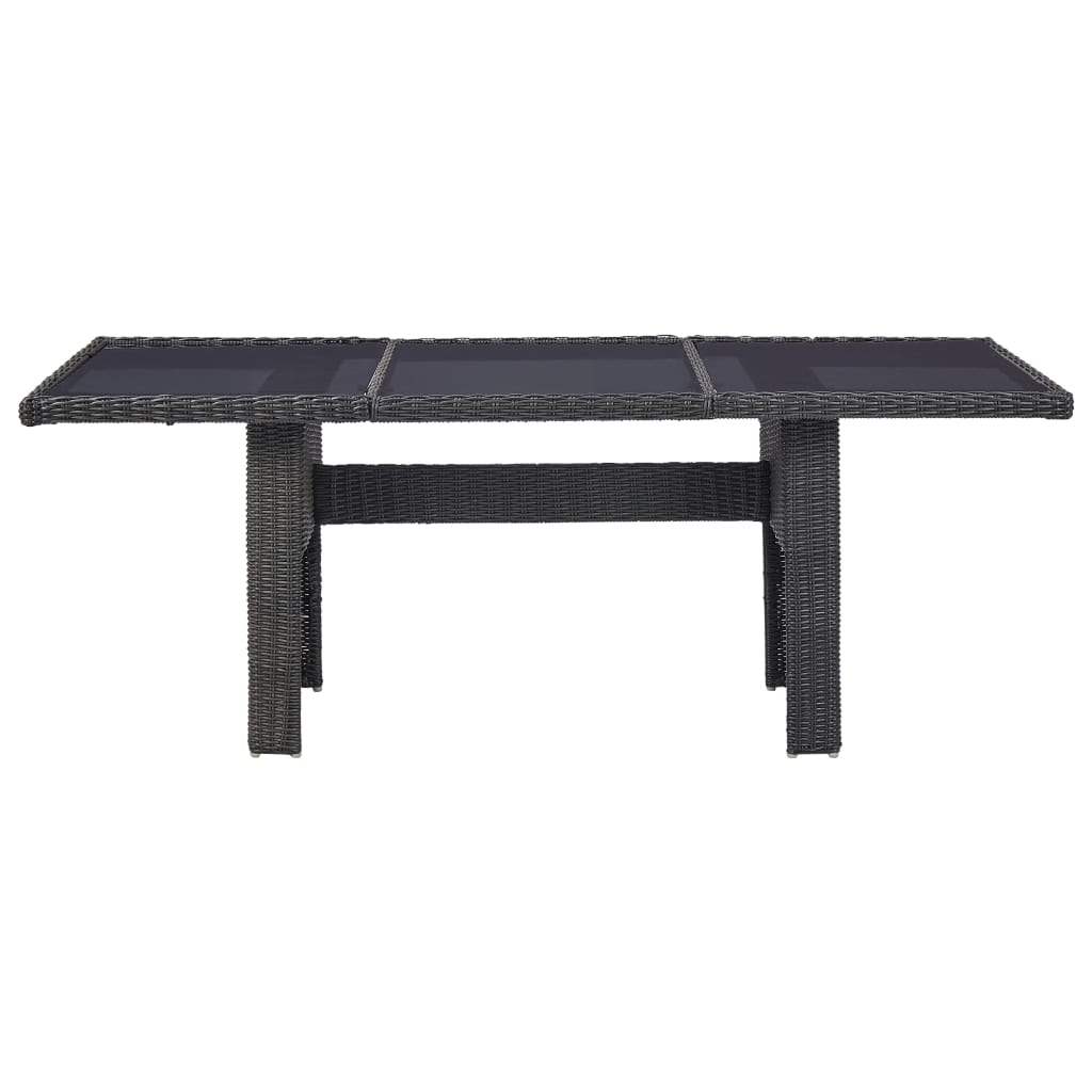 HKH Mesa de Jantar Jardim 200x100x74 Cm Vidro e Vime Pe - Preto