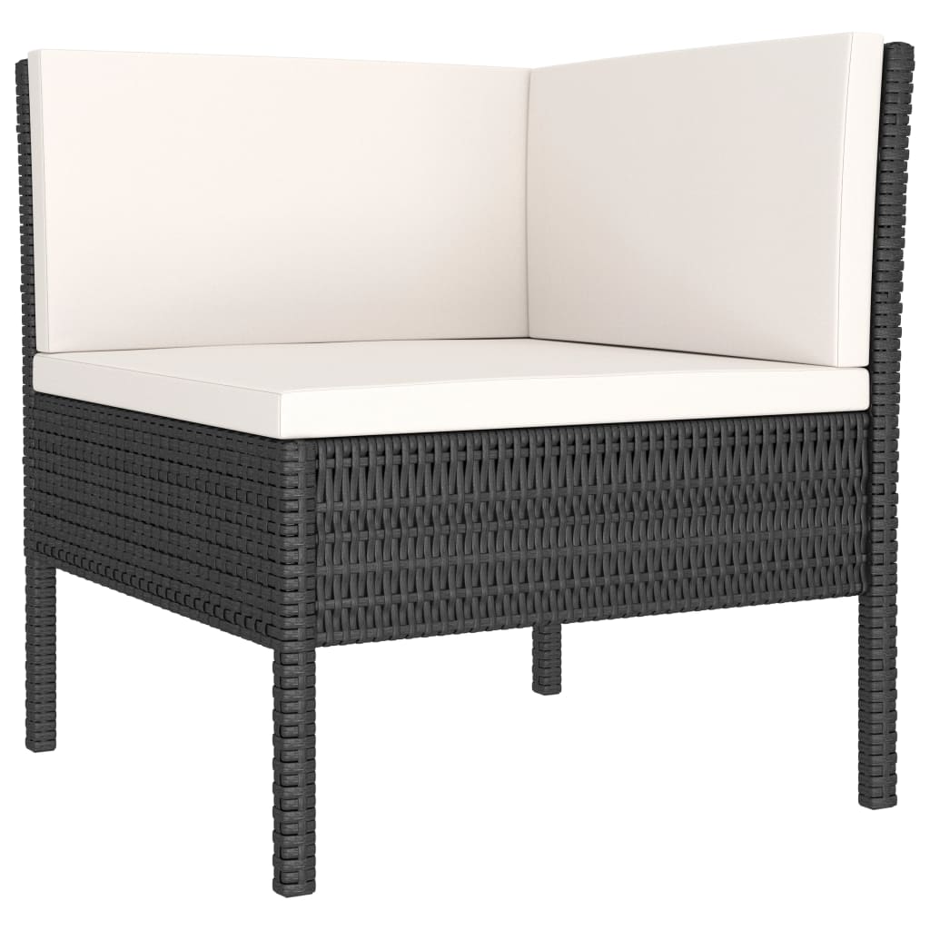 HKH 3 Pcs Conjunto Lounge para Jardim C/ Almofadões Vime Pe - Preto