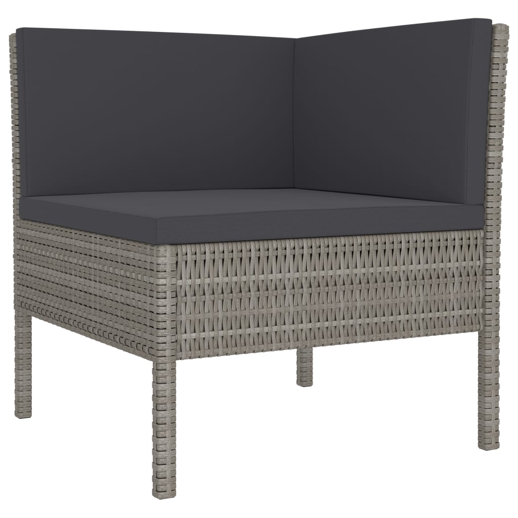 HKH 2 Pcs Conjunto Lounge de Jardim C/ Almofadões Vime Pe Cinzento - Cinzeto