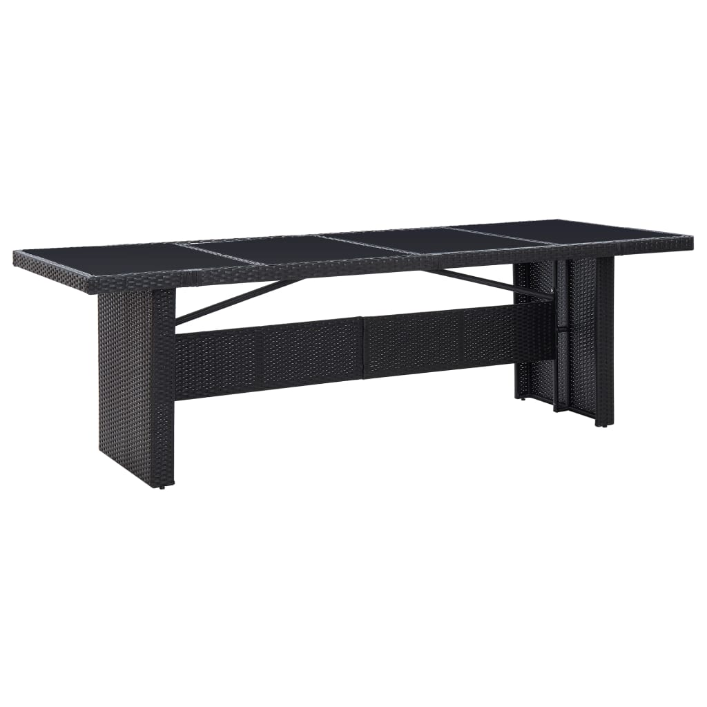 HKH Mesa de Jardim 240x90x74 Cm Vime Pe e Vidro - Preto