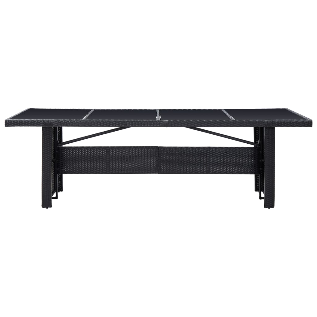 HKH Mesa de Jardim 240x90x74 Cm Vime Pe e Vidro - Preto