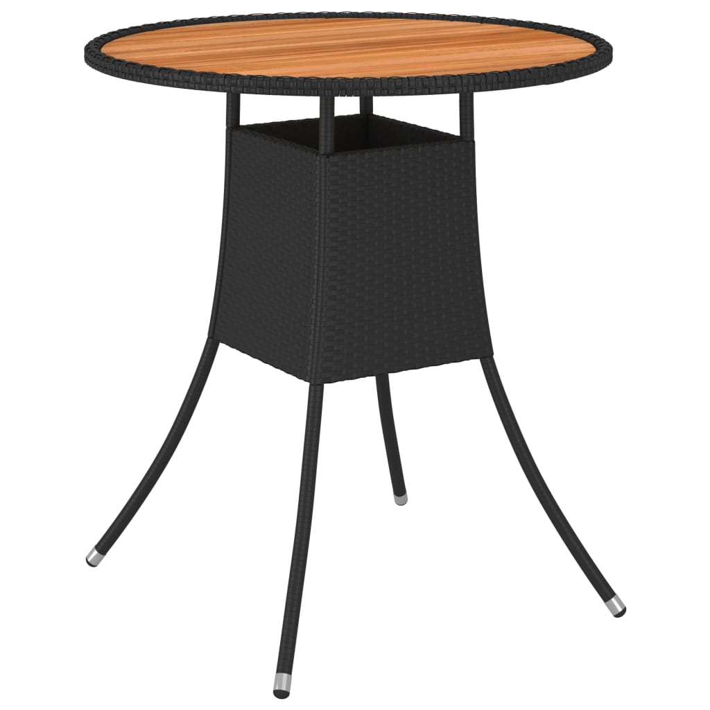 HKH Mesa de Jantar P/ Jardim Ã˜ 70 Cm Vime Pe e Acácia Maciça - Preto