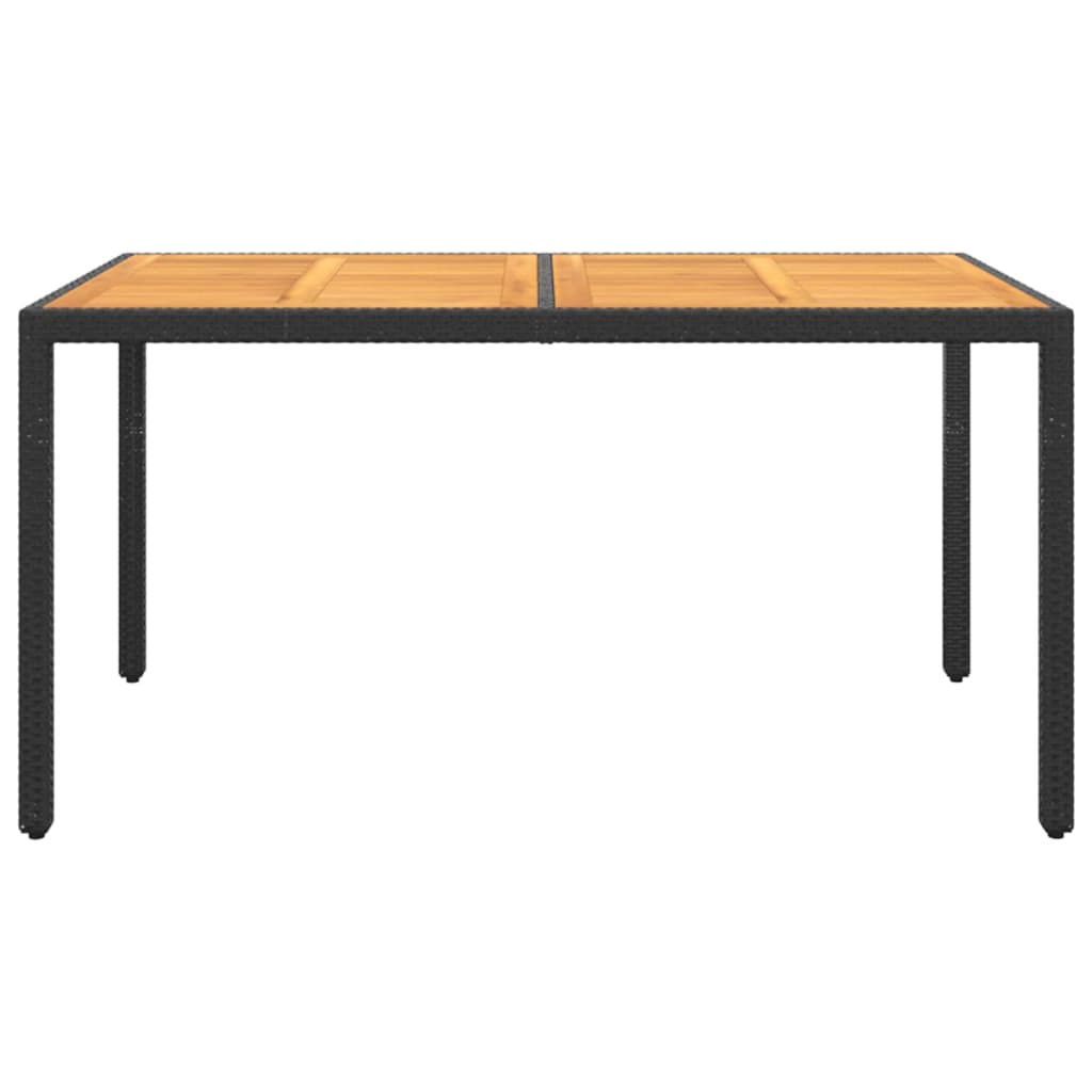 HKH Mesa de Jardim 150x90x75cm Madeira de Acácia e Vime Pe - Preto