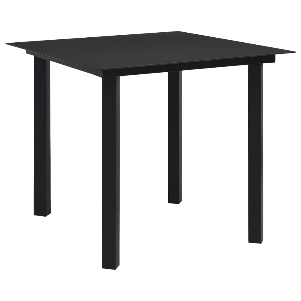 HKH Mesa de Jantar para Jardim Aço e Vidro - Preto