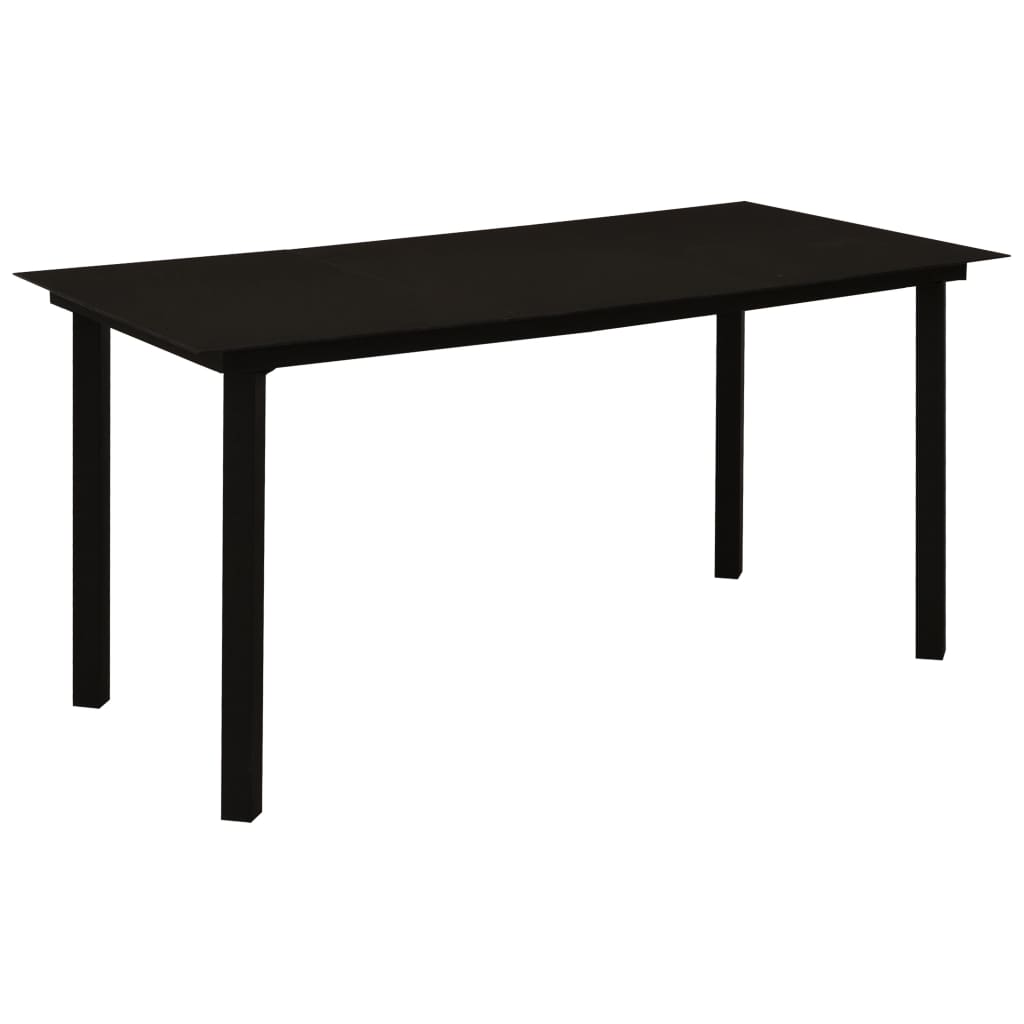 HKH Mesa de Jantar para Jardim Aço e Vidro - Preto