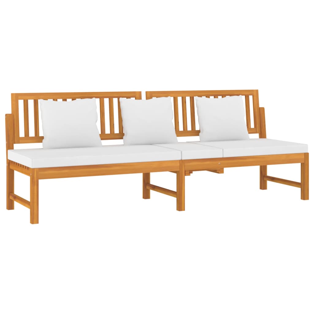 HKH Sofá-cama C/ Almofadão Creme 200x60x75 Cm Madeira Acácia Maciça - Marrom