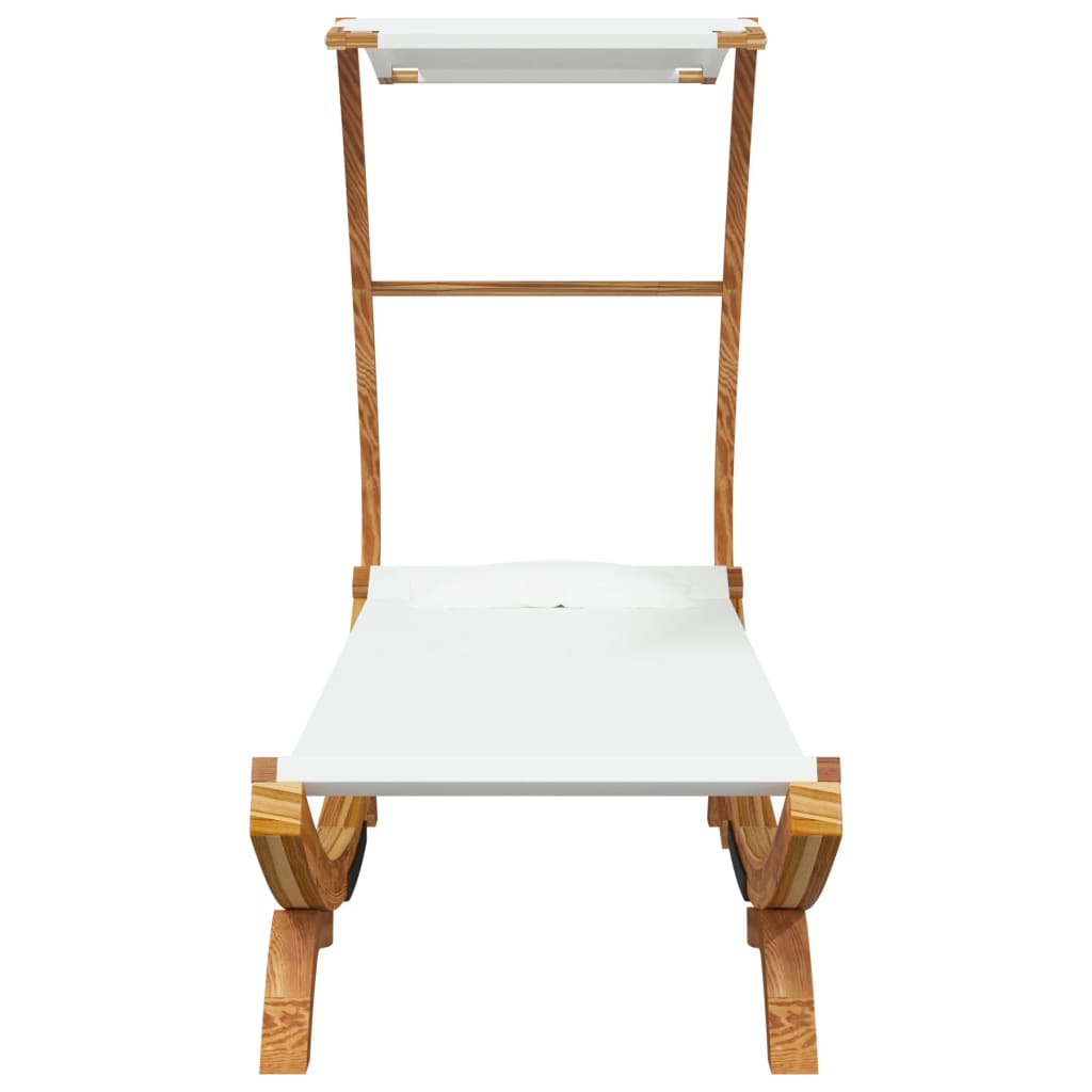 HKH Espreguiçadeira C/ Toldo Madeira Curva - Creme