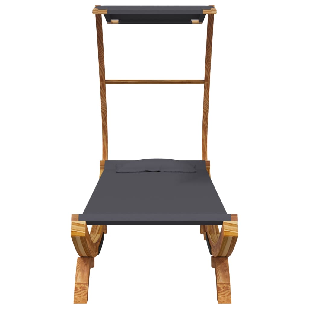 HKH Espreguiçadeira C/ Toldo Madeira Curva - Antracite