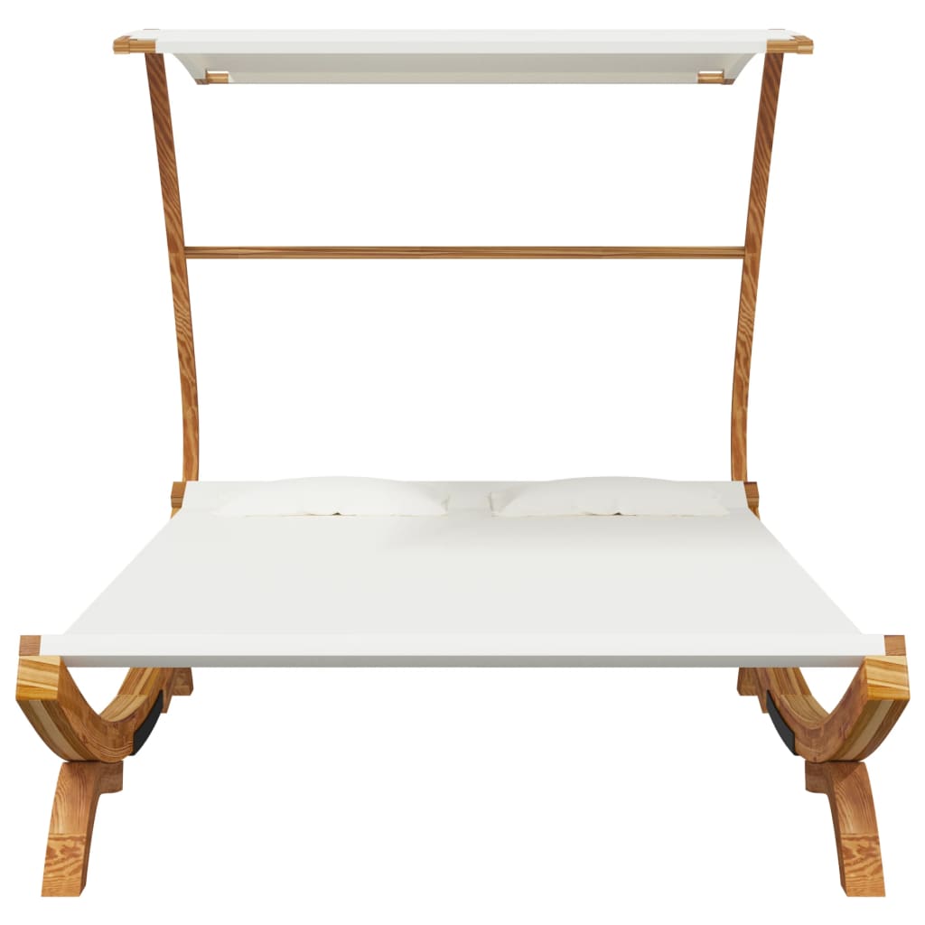 HKH Espreguiçadeira C/ Toldo Madeira Curva - Creme