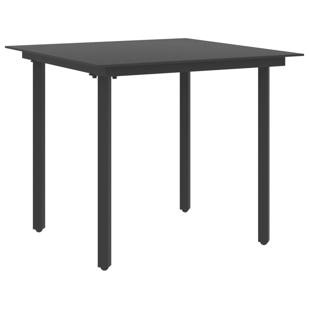 HKH Mesa de Jantar para Jardim Aço e Vidro - Preto