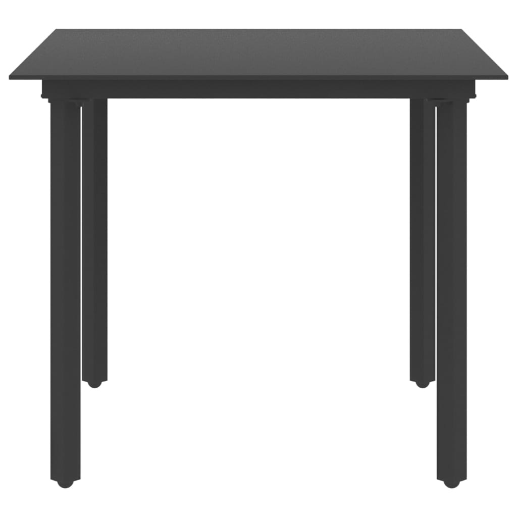 HKH Mesa de Jantar para Jardim Aço e Vidro - Preto