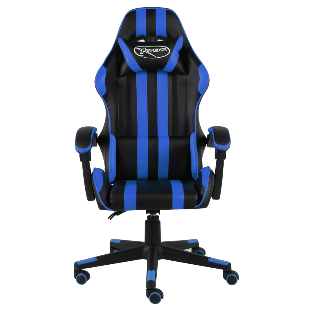 HKH Cadeira Estilo Corrida em Couro Artificial - Preto e - Azul