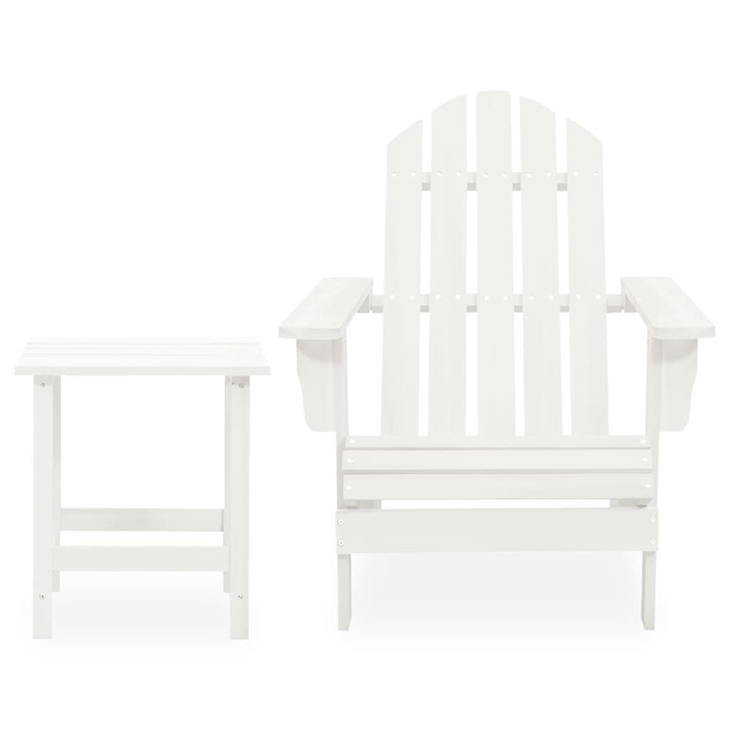 HKH Cadeira de Jardim Adirondack com Mesa Madeira de Abeto - Branco