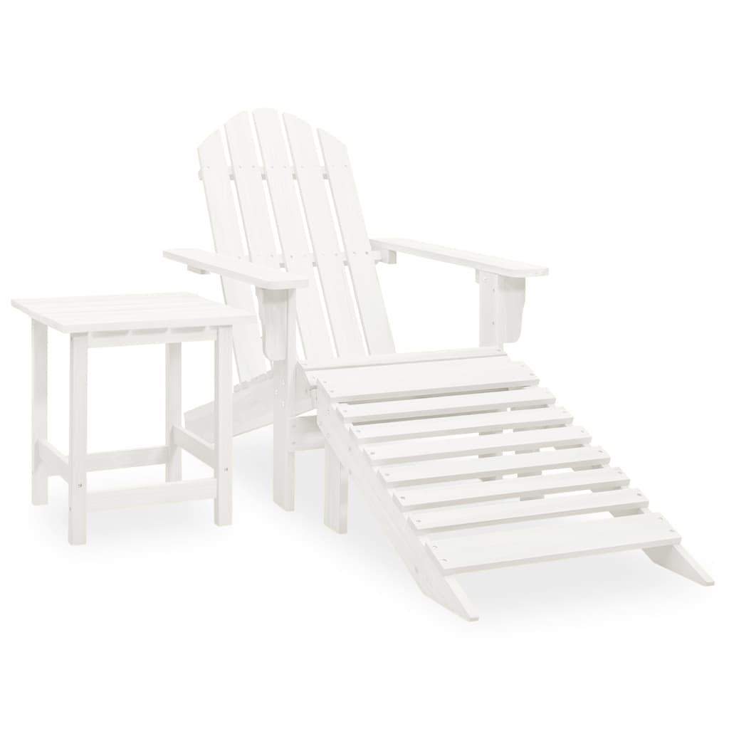 HKH Cadeira de Jardim Adirondack C/ Otomano e Mesa Abeto - Branco