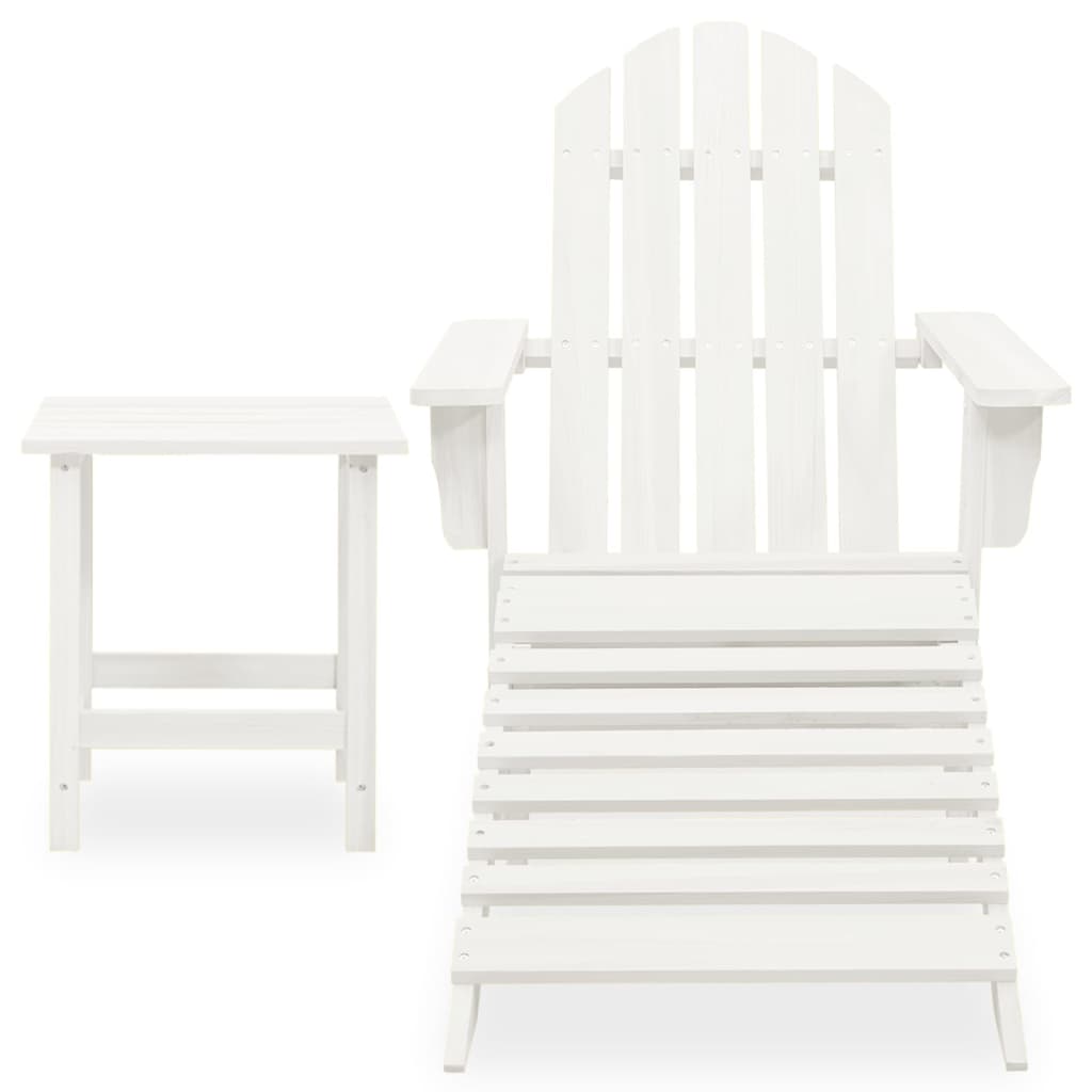 HKH Cadeira de Jardim Adirondack C/ Otomano e Mesa Abeto - Branco