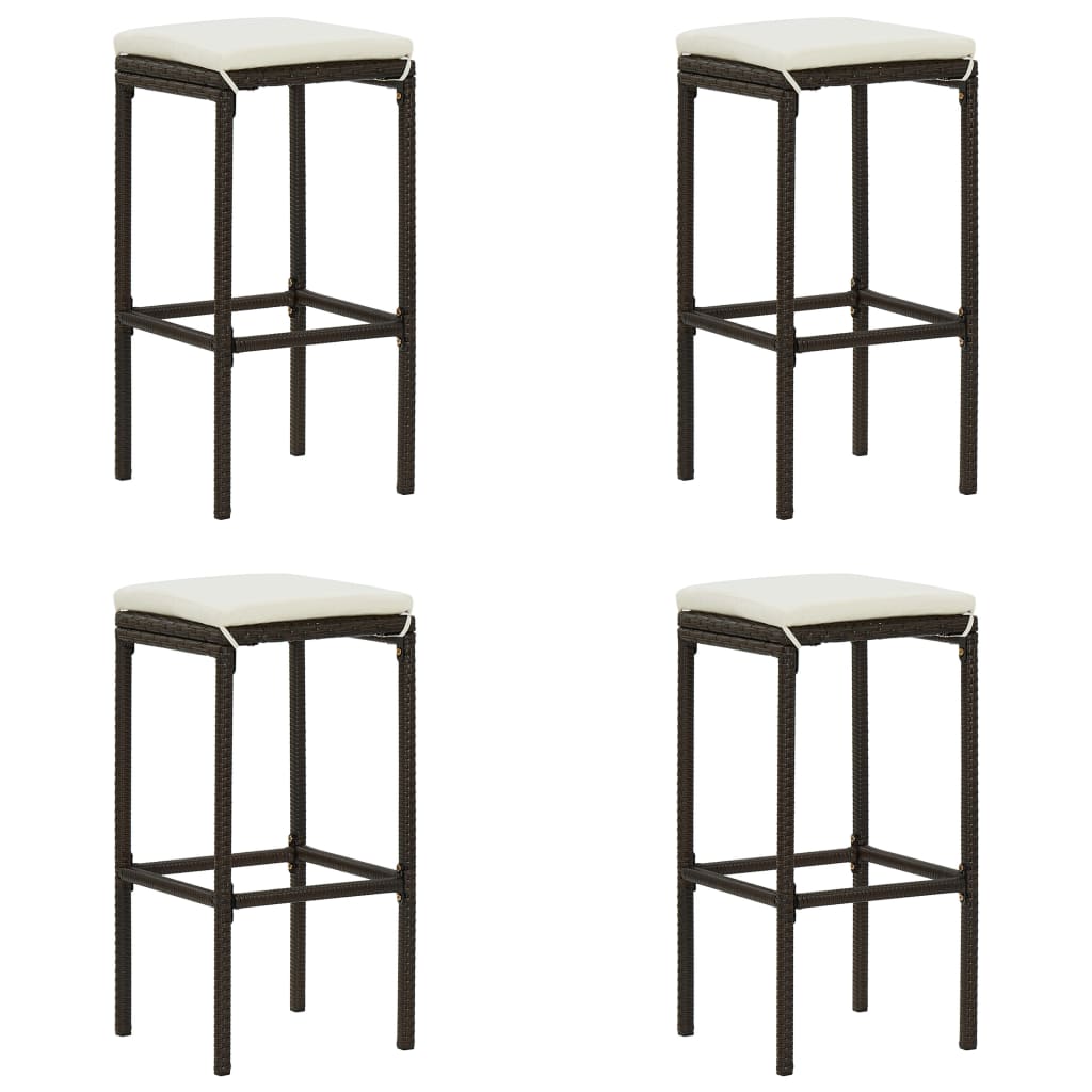 HKH 5 Pcs Conjunto de Bar P/ Jardim com Almofadões Vime Pe Castanho - Marrom
