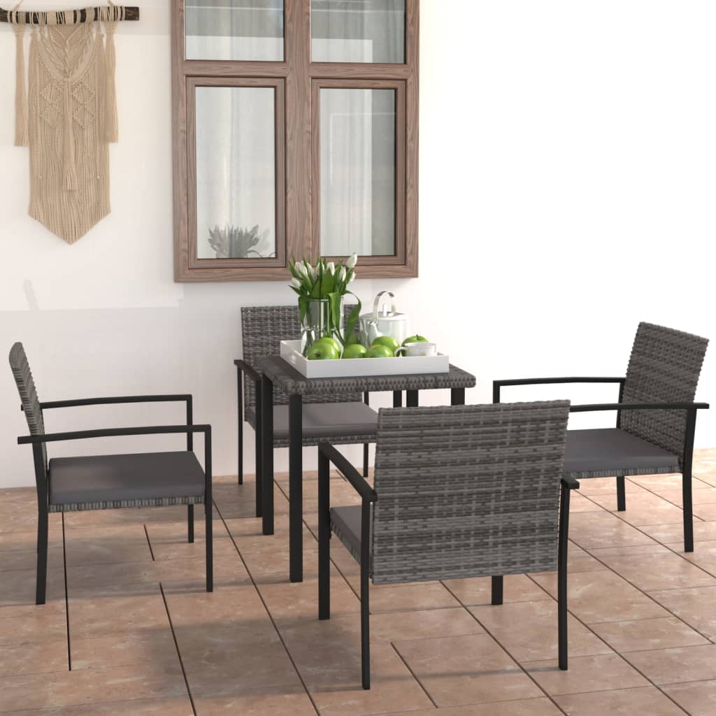 HKH Conjunto Bistrô com Almofadões 3 Pcs Vime Pe e Acácia - Preto