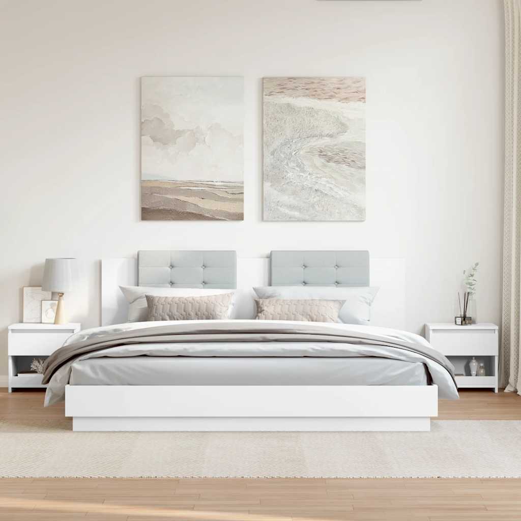 HKH Conjunto de 2 Mesas de Cabeceira em Derivados de Madeira - Branco