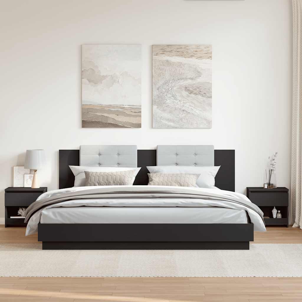 HKH Conjunto de 2 Mesas de Cabeceira Contraplacado - Preto