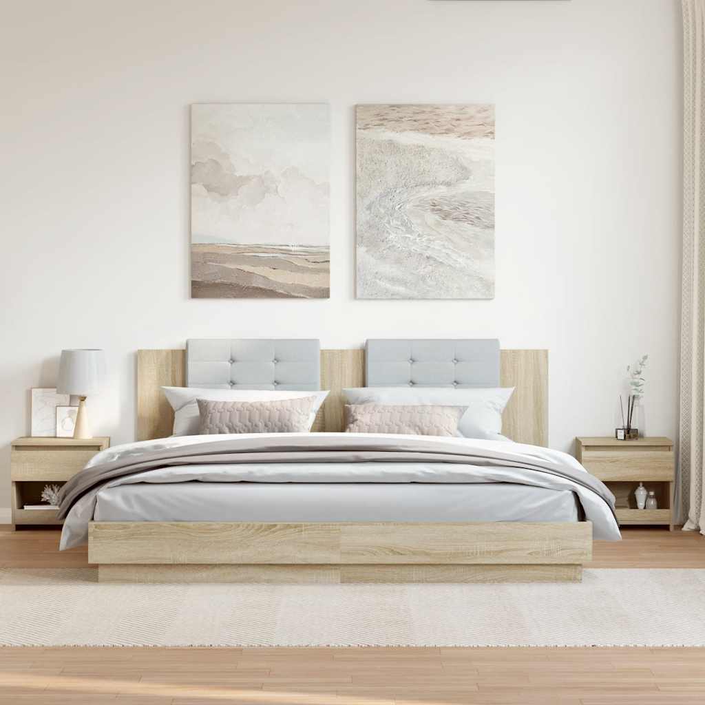 HKH Conjunto de 2 Mesas de Cabeceira Contraplacado - Carvalho Sonoma