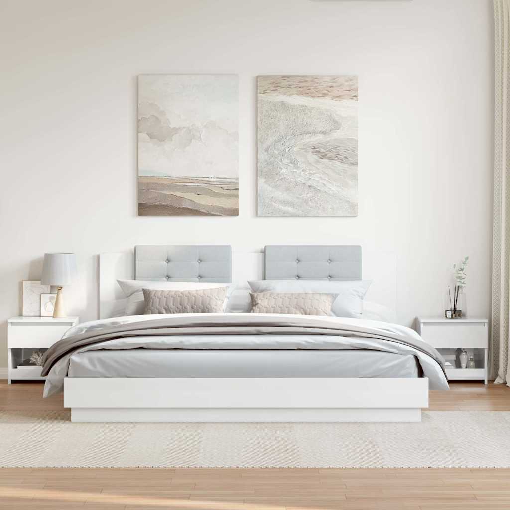 HKH Conjunto de 2 Mesas de Cabeceira em Contraplacado - Branco Brilhante