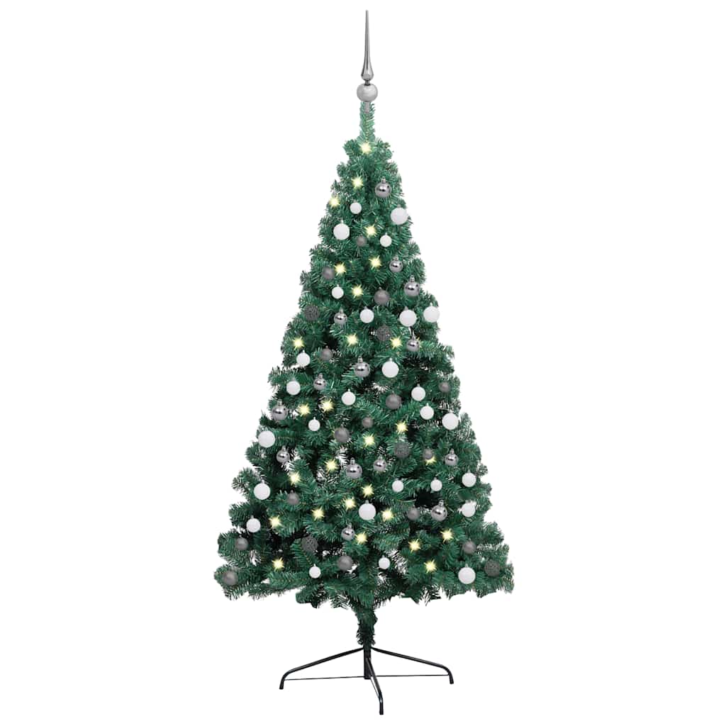 HKH Meia Árvore Natal Artificial Pré-Iluminada com Bolas - Verde