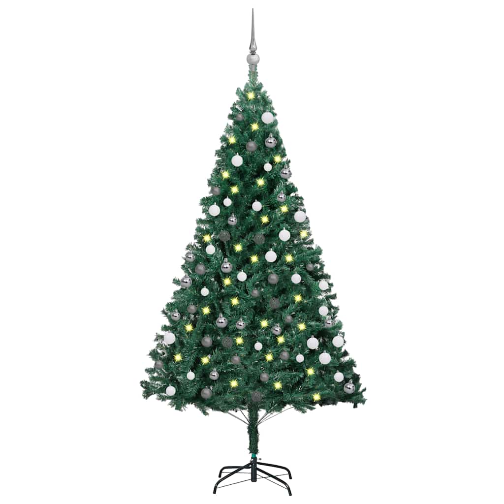 HKH Árvore Natal Artificial Pré-Iluminada com Bolas Verde em PVC