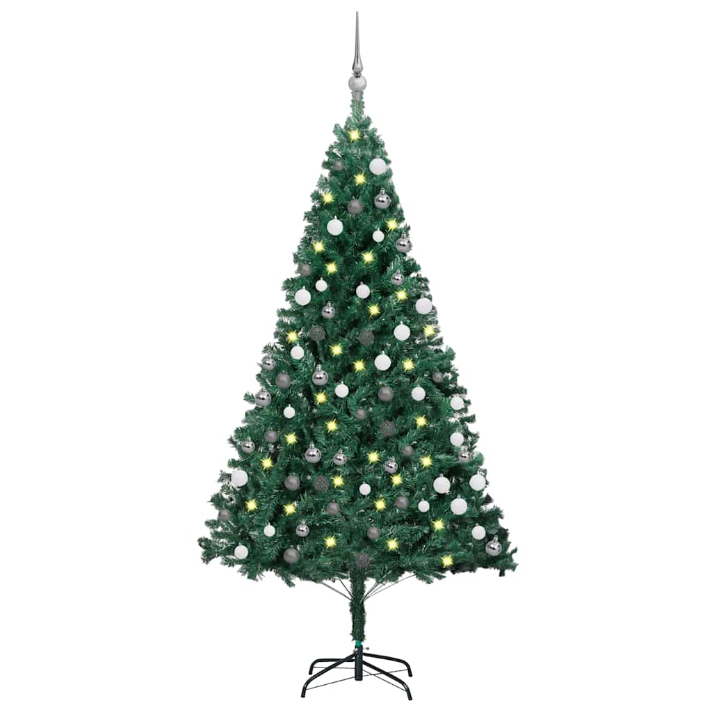 HKH Árvore Natal Artificial Pré-Iluminada com Bolas Verde em PVC