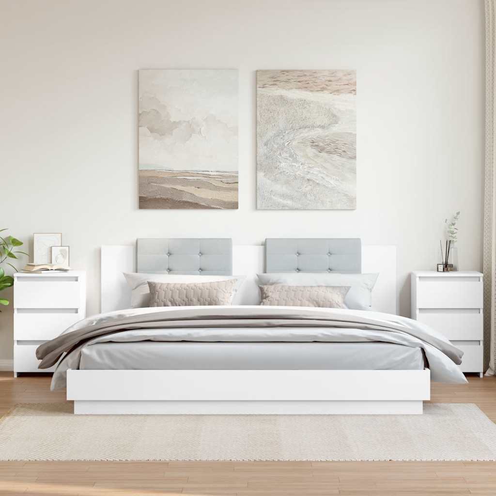 HKH Conjunto de 2 Mesas de Cabeceira em Derivados de Madeira - Branco