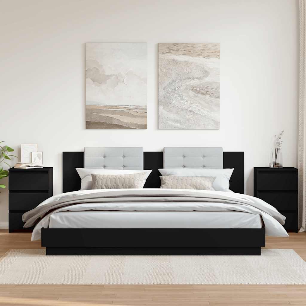 HKH Conjunto de 2 Mesas de Cabeceira em Derivados de Madeira - Preto