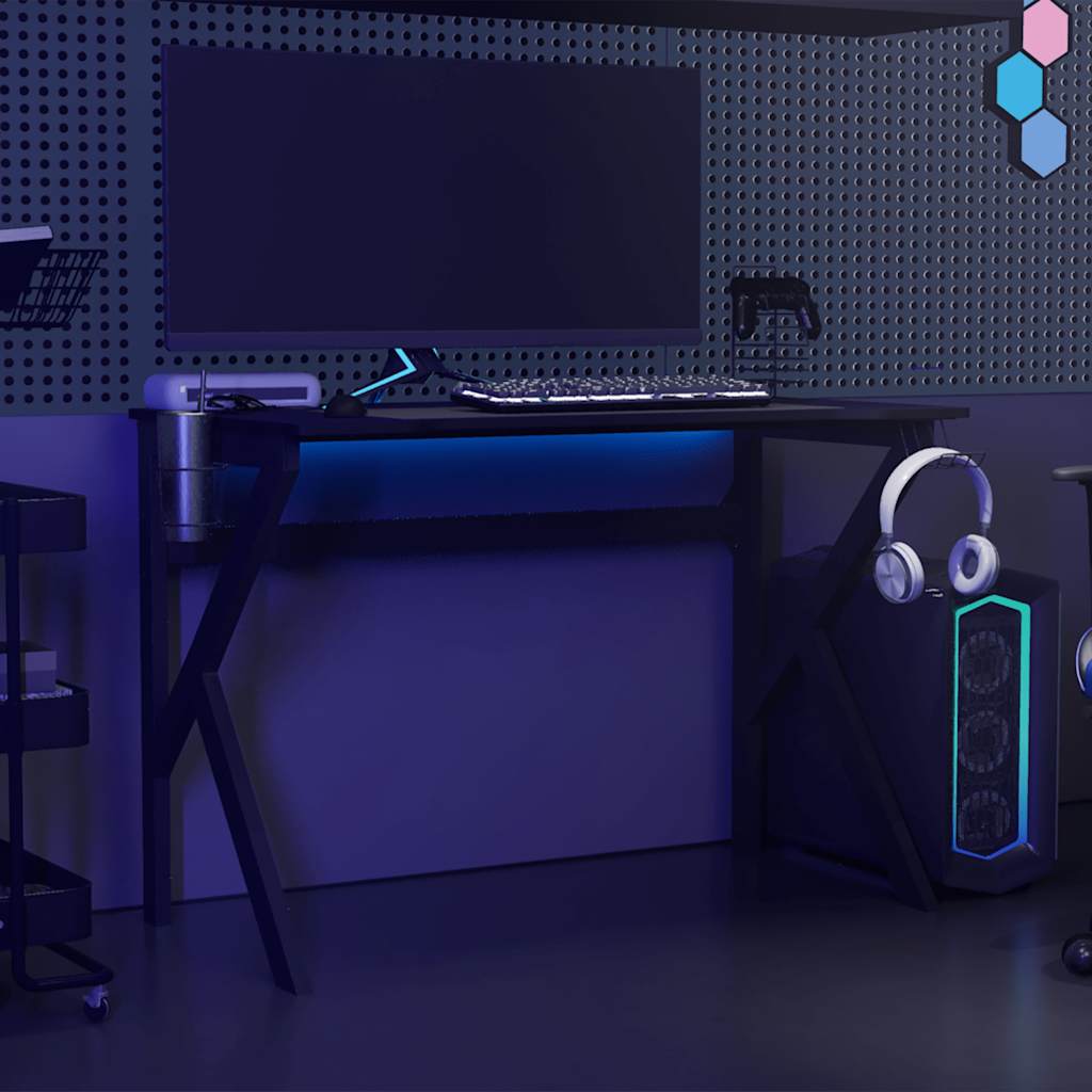 HKH Secretária de Gaming C/ Pernas em Forma de K - Preto