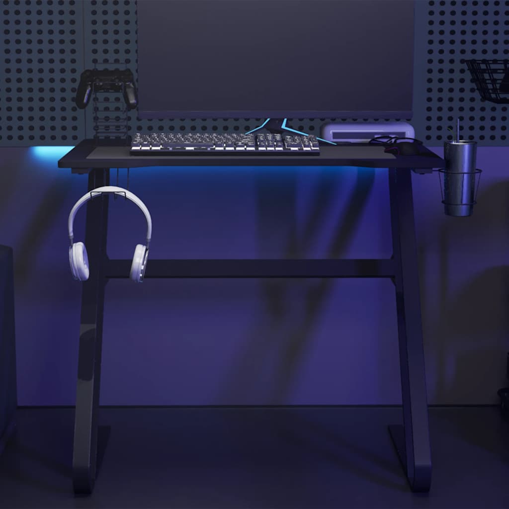 HKH Secretária de Gaming C/ Pernas em Forma de Zz - Preto