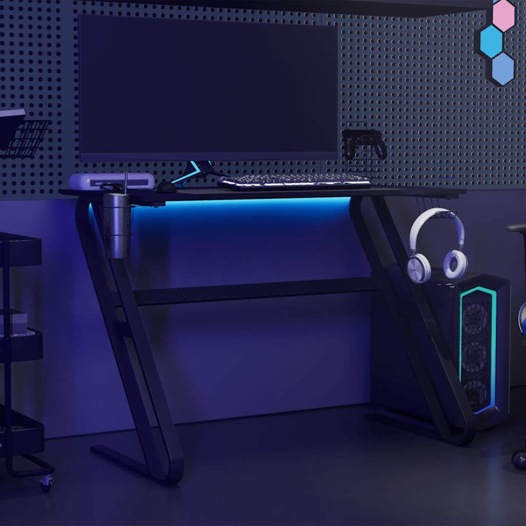 HKH Secretária de Gaming C/ Pernas em Forma de Zz - Preto