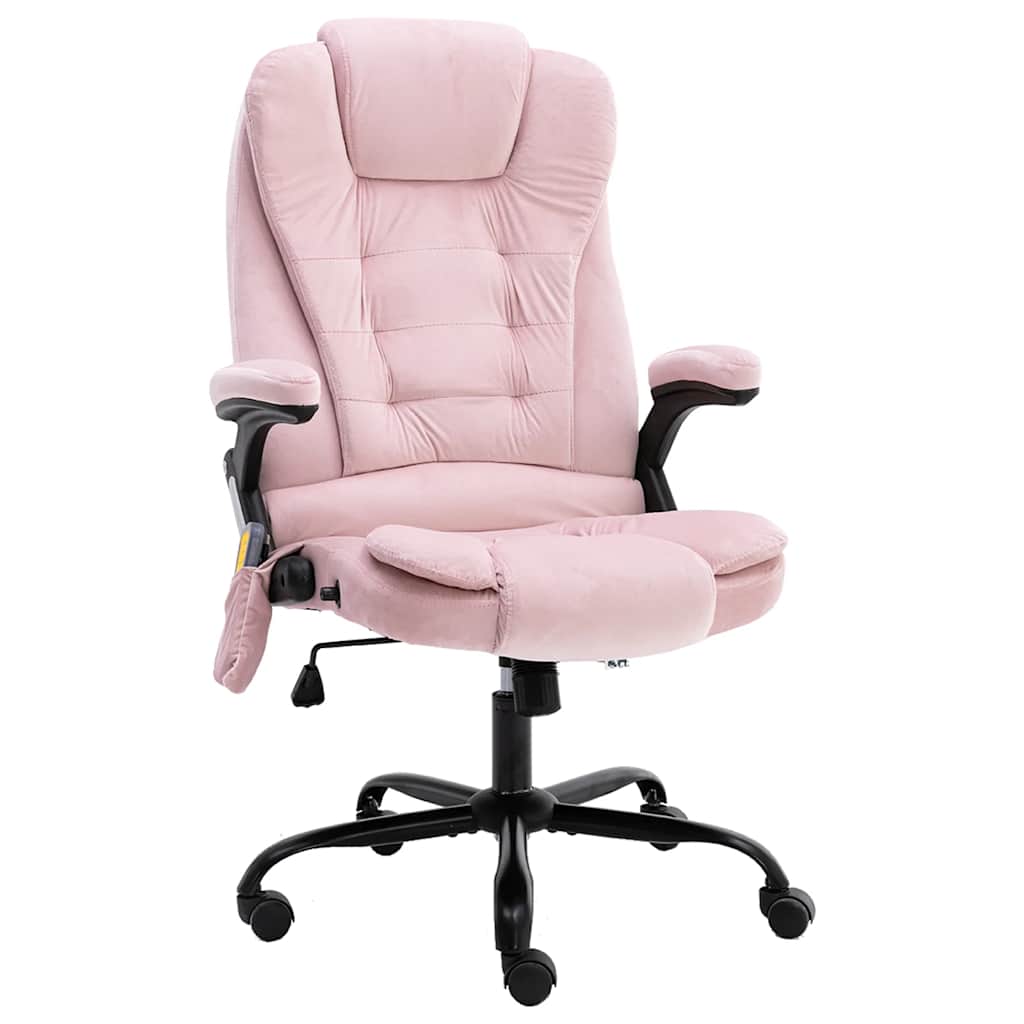 HKH Cadeira de Escritório com  Função de Massagem Veludo - Rosa