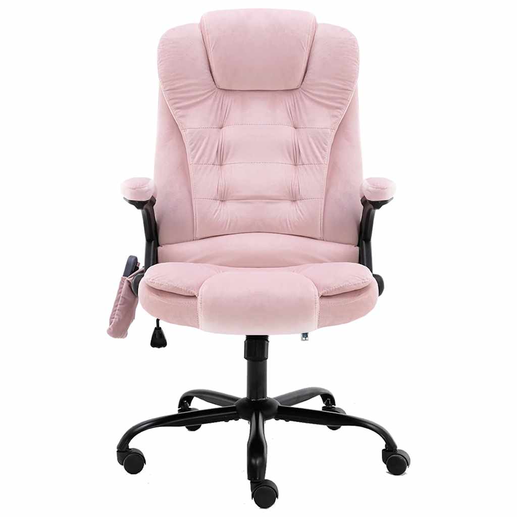 HKH Cadeira de Escritório com  Função de Massagem Veludo - Rosa