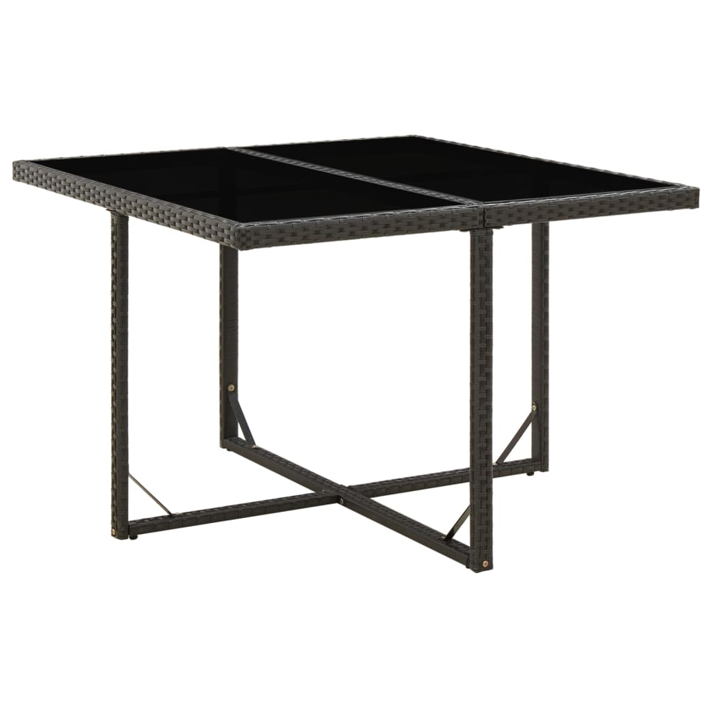 HKH Mesa de Jardim 109x107x74 Cm Vime Pe e Vidro - Preto
