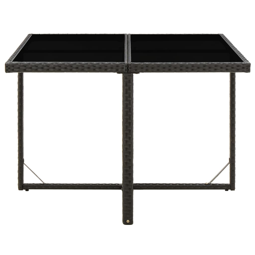 HKH Mesa de Jardim 109x107x74 Cm Vime Pe e Vidro - Preto