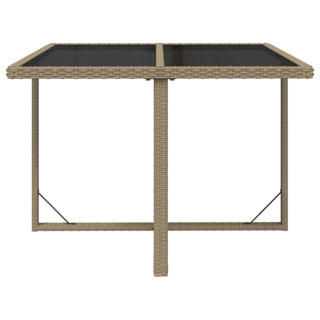 HKH Mesa de Jardim 109x107x74 Cm Vime Pe e Vidro - Bege