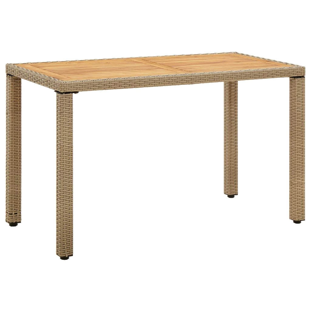 HKH Mesa de Jardim 123x60x74 Cm Vime Pe e Acácia Maciça - Bege