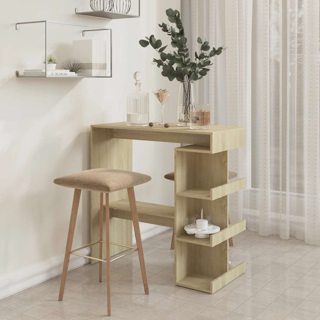 HKH Mesa de Bar com Prateleiras em Derivados de Madeira Sonoma em Carvalho
