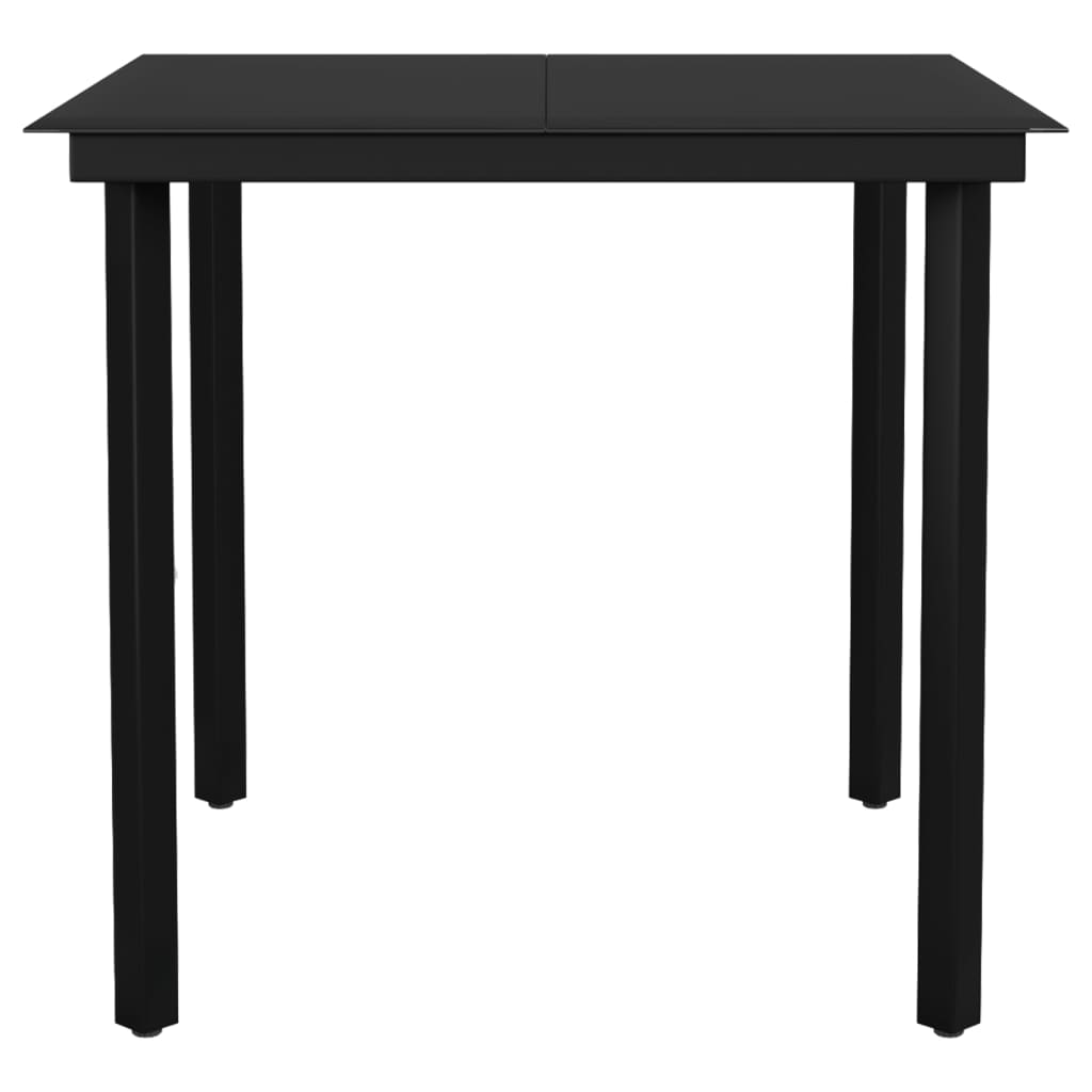 HKH Mesa de Jantar para Jardim Aço e Vidro - Preto