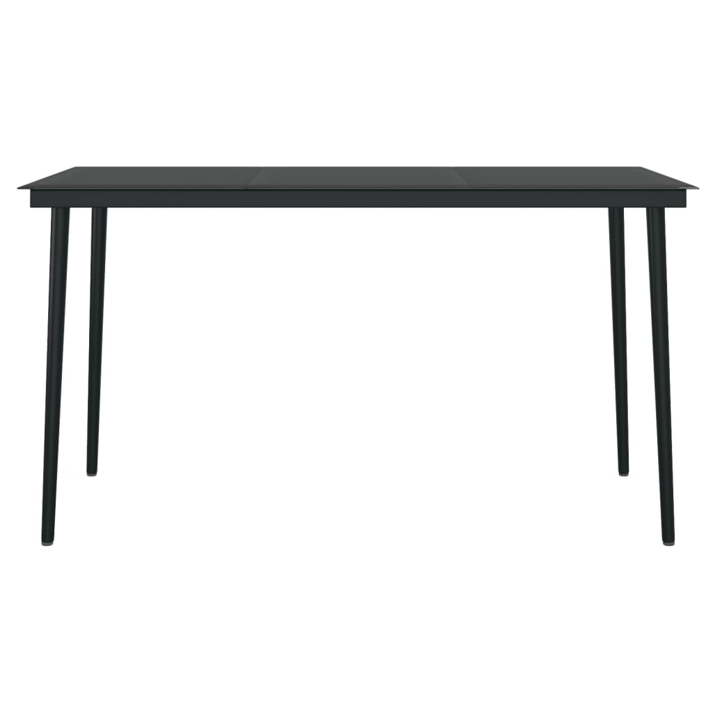 HKH Mesa de Jantar para Jardim Aço e Vidro - Preto