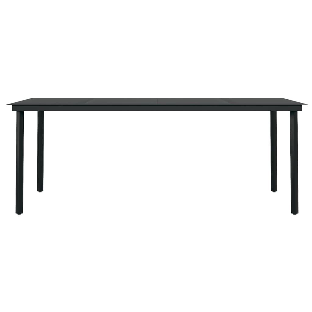 HKH Mesa de Jantar para Jardim Aço e Vidro - Preto