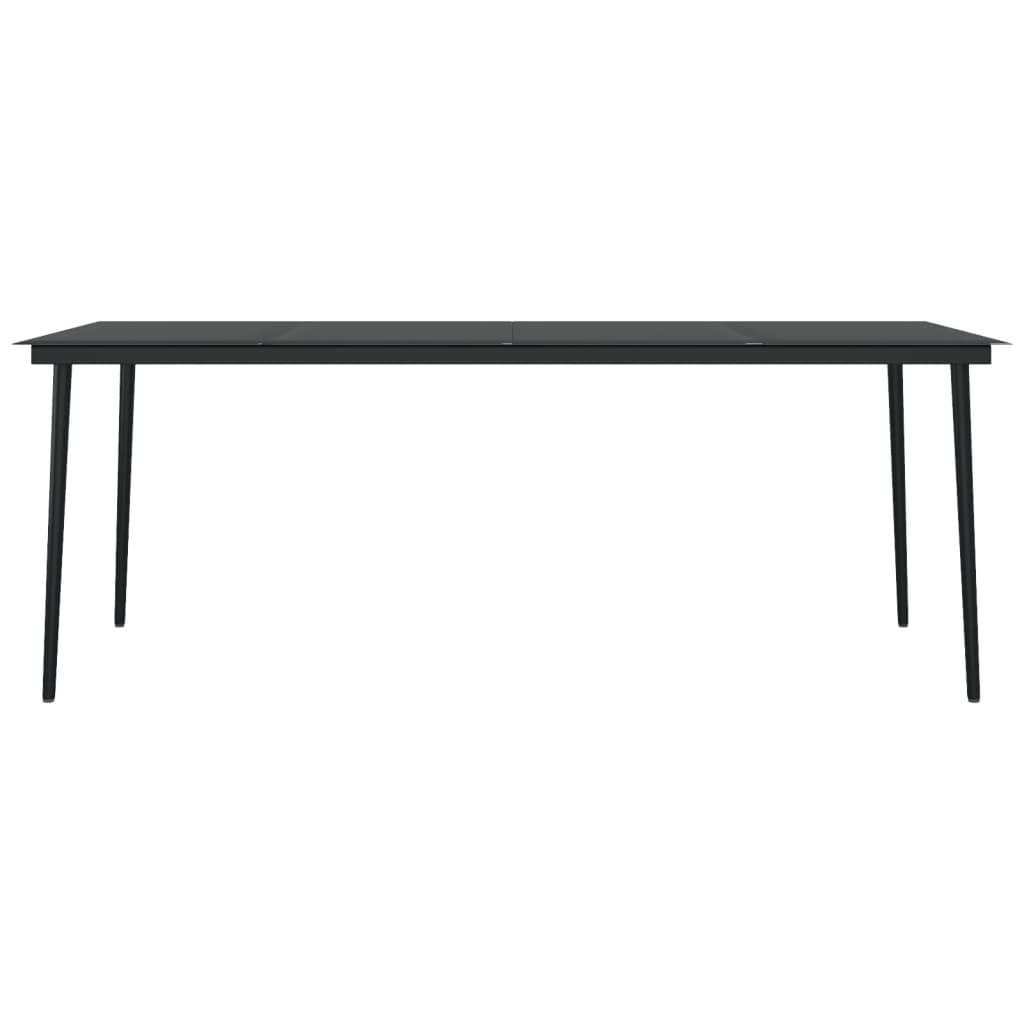 HKH Mesa de Jantar para Jardim Aço e Vidro - Preto