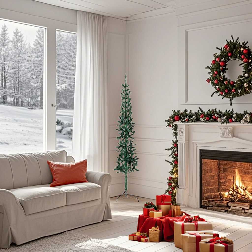 HKH Meia Árvore de Natal Fina com Suporte - Verde